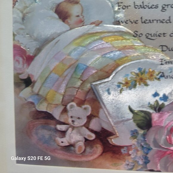 Vintage Rockabye Baby Metallic Print 1980's by Wendy Lyn Framed and Matted - Picture 5 of 13